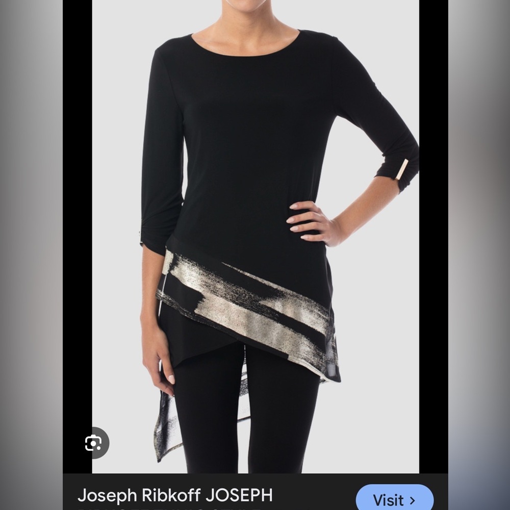 Joseph Ribkoff Black Tunic with Gold Brushstroke Accent